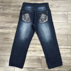 Crazy Vintage Y2K Avirex Embroidered Baggy Denim Jeans